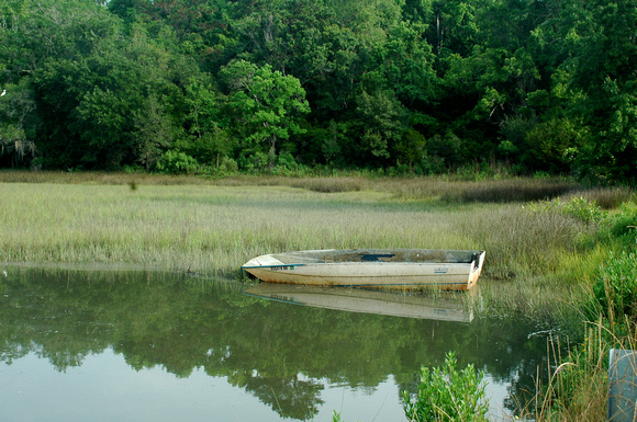 old boat in creek