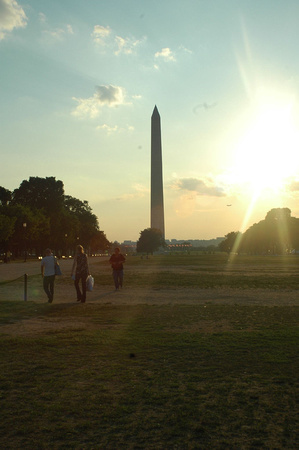 Washington monument at sunset