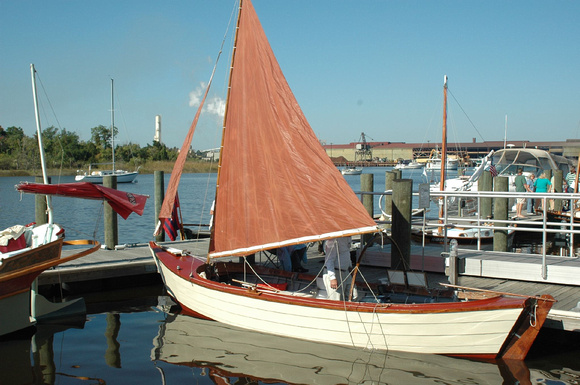 Sailing skiff at Georgetown Wooden Boat Show