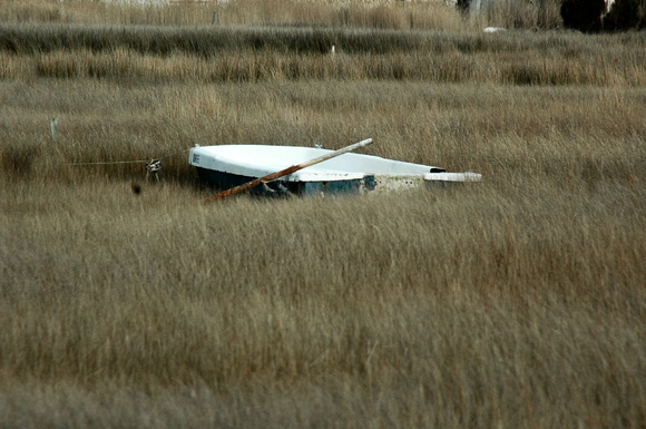 Skiff in marsh Tangier Island