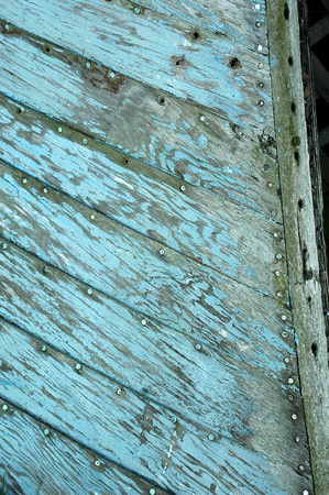 Chipped blue paint on Smith Island
