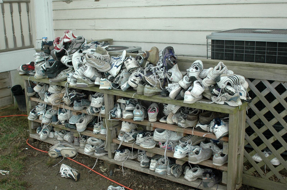 Shoes left at the Education Center on Tylerton